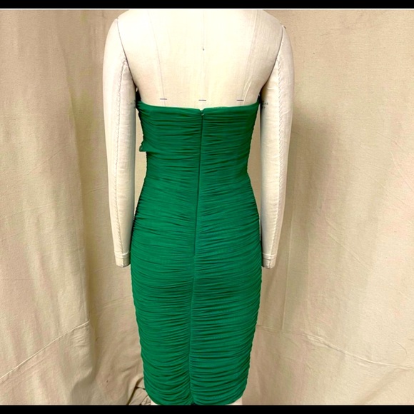 NEW SEASON Lavish Alice ruched corset mesh midi dress in spring green - Picture 7 of 8